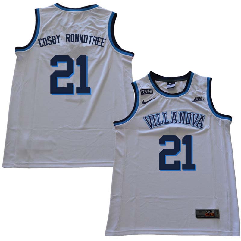 2018 Men #21 Dhamir Cosby-Roundtree Willanova Wildcats College Basketball Jerseys Sale-White